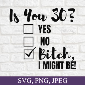 Lustiger 30. Geburtstag svg, Is You 30? Bitch I Might Be Svg, Sassy 30th Birthday Svg, 30th Birthday Geschenk, Geschenk für 30 Geburtstag, Svg für Cricut