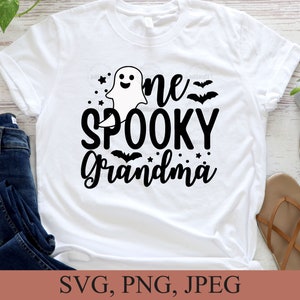 One Spooky Grandma Svg, Halloween Grandma Shirt Svg, Halloween Grandma Gift, Spooky Grandma Png, Spooky Grandma Decal Svg File For Cricut image 2
