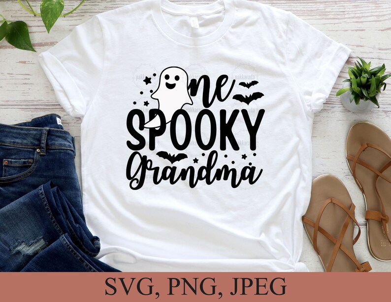 One Spooky Grandma Svg, Halloween Grandma Shirt Svg, Halloween Grandma Gift, Spooky Grandma Png, Spooky Grandma Decal Svg File For Cricut image 2