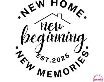 New Home Ornament SVG • “New Beginning New Memories” EST.2025 Round Design • Housewarming Gift Cut File for Cricut & Silhouette