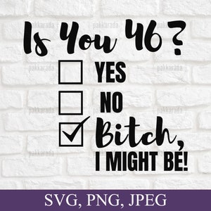 Funny 46th Birthday Svg, Is You 46? Bitch I Might Be Svg, Sassy 46th Birthday Svg, Birthday Svg, Gift For 46th Birthday, Svg For Cricut