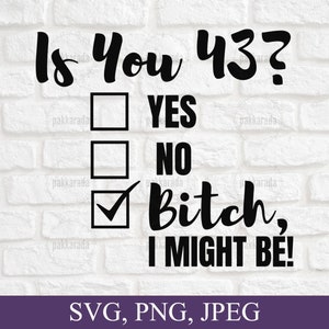 Funny 43rd Birthday Svg, Is You 43? Bitch I Might Be Svg, Sassy 43rd Birthday Svg, Birthday Svg, Gift For 43rd Birthday, Svg For Cricut