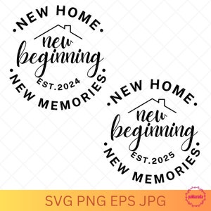 New Home, New Beginning, New Memories EST 2024, 2025, First House, Housewarming Gift, New Home Ornament, Home Decor, Svg Files For Cricut image 1