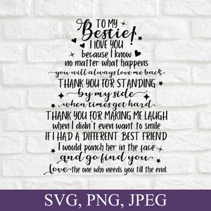 To My Bestie Svg, Best Friends Gifts, Birthday Gifts For Friends, Best Friends Svg Png, Christmas DIY Gift, Sublimation Png, Digital File