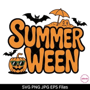 Summerween SVG – Funny Halloween in Summer Design with Pumpkin, Bats, and Beach Elements – Cricut & Silhouette Compatible