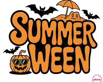Summerween SVG – Funny Halloween in Summer Design with Pumpkin, Bats, and Beach Elements – Cricut & Silhouette Compatible