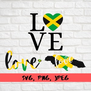 Love Jamaica SVG, Love Jamaica Flag Bundle, Love Jamaica Flag Svg, Jamaica Svg, Heart Jamaica svg, Cutting File For Cricut, Instant Download