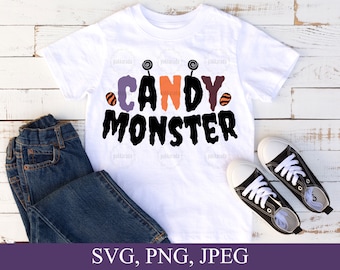 Candy Monster Svg, Halloween Svg, Kids Halloween Shirt Svg, Halloween Candy Svg, Funny Children Svg File For Cricut Digital Download