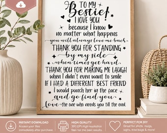 To My Bestie SVG | Best Friend Quote for Cricut | Friendship Gift Digital Download