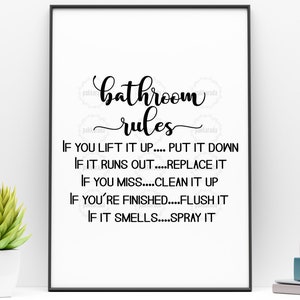 Bathroom Rules Svg, Bathroom Sign Svg, Funny Bathroom Wall Decor, Farmhouse Bathroom Svg, Bathroom Decor, Digital Svg File For Cricut