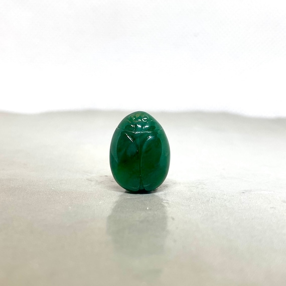 Emerald Green Jadeite Scarab Cabochon, Carved Gemstone