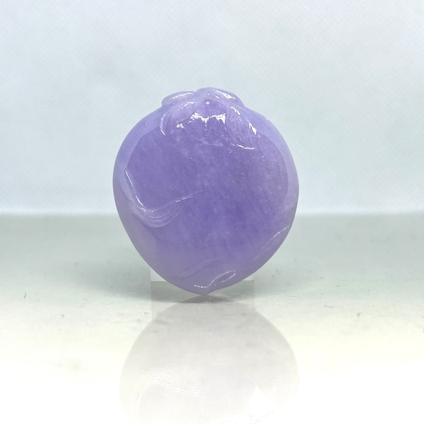 Natural Lavender Jadeite Jade A Grade Carved Peach Pendant 40mm(L)*36mm(W)*10mm(D) UL080622-12