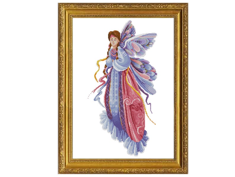 Aida Beautiful Fairy Kitten Counted Cross Stitch Pattern 14 ct