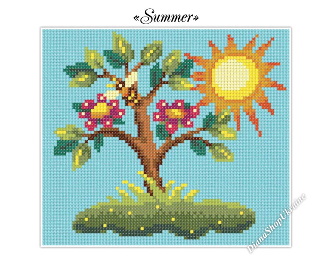 Summer Cross Stitch Pattern PDF Instant download Summertime | Etsy