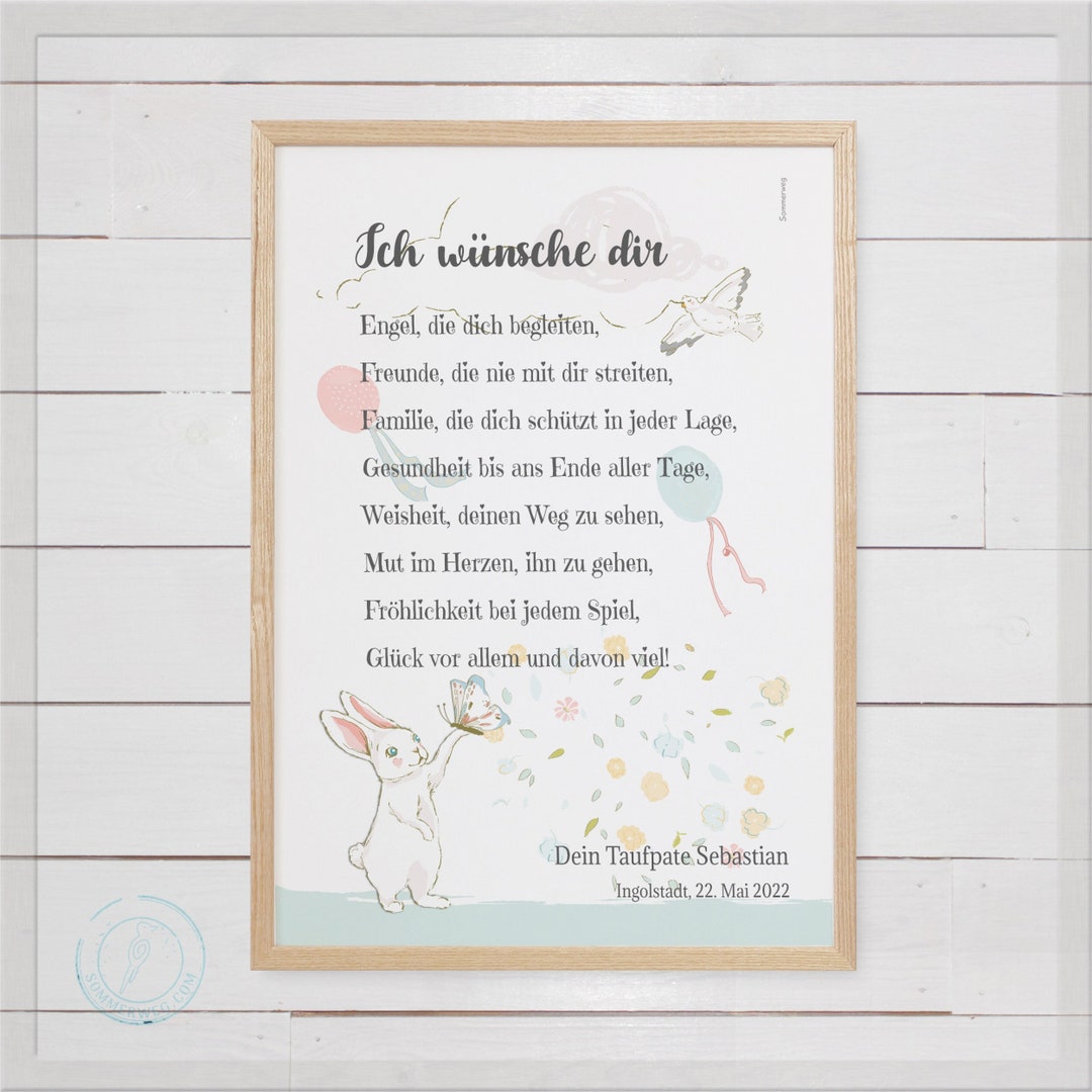 Gute Wünsche zur Taufe oder Geburt Taufgeschenk Wandbild Etsy.de