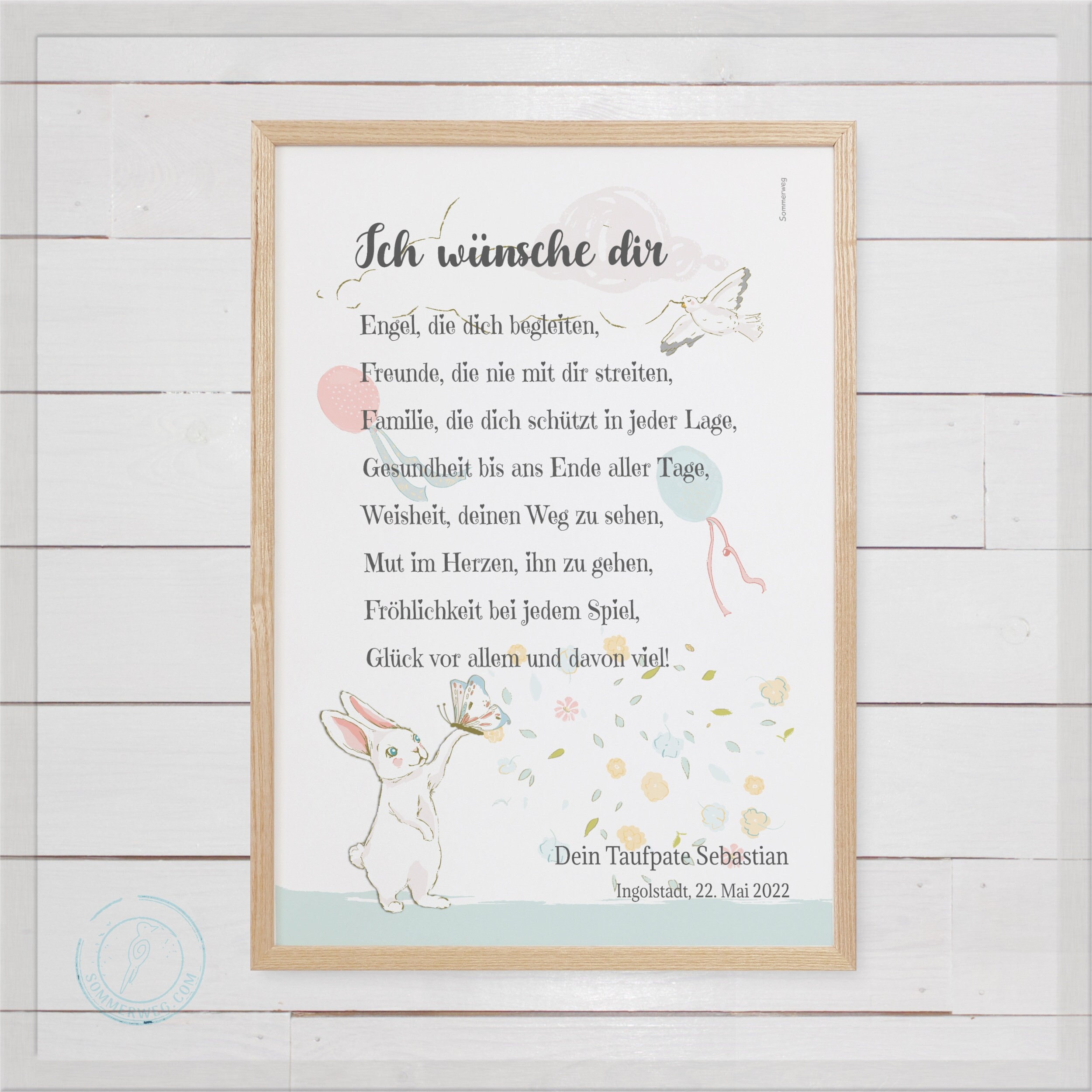 Gute Wünsche zur Taufe oder Geburt Taufgeschenk Wandbild Etsy.de