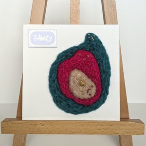 Carte brodée à la main, Broderie main 3D, Naissance