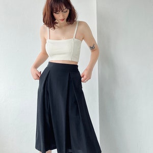 Woman High Waist Cotton Slit Long Skirt With Pockets, Midi Plus Size Summer Skirt, Elastic Waist, Gift for Her, Gift for Women