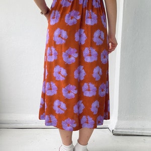 Woman High Waist Cotton Slit Long Skirt With Pockets, Midi Plus Size Summer Skirt, Elastic Waist, Gift for Her, Gift for Women image 8