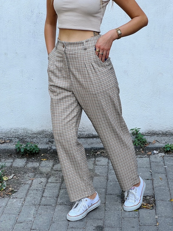 Plaid baggy pants hot sale