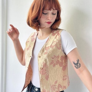 Retrobird Design Plus Size Women Vests, Flower Patterned Jacquard Retro Vests, Loose Fit Boho Sleeveless Handmade Vests