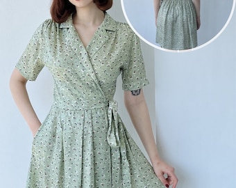 Double Breasted Wrap Dress: Green Short Sleeve, Fitted Waist - Elegant & Versatile