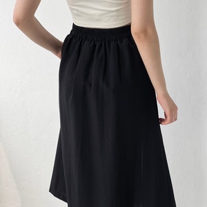 Woman High Waist Cotton Slit Long Skirt With Pockets, Midi Plus Size Summer Skirt, Elastic Waist, Gift for Her, Gift for Women image 4