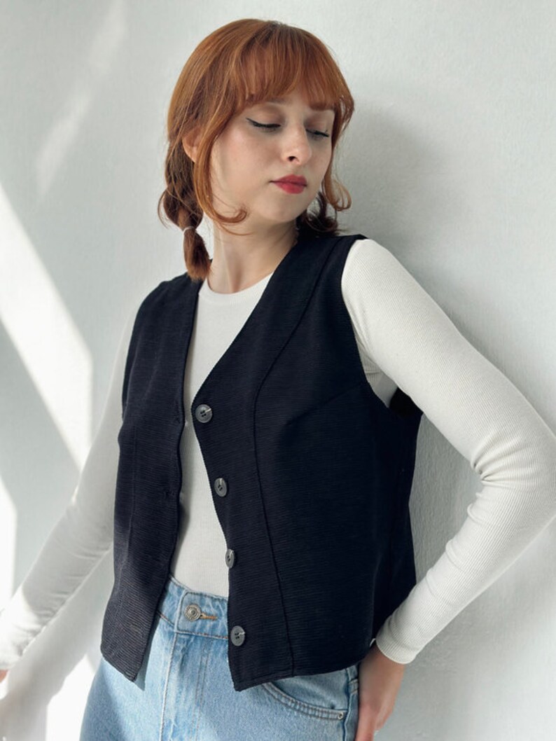 Retrobird Design Plus Size Women Vests, Navy Blue Patterned Jacquard