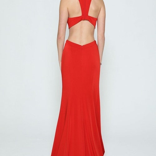 halter neck dress red carpet Meadow