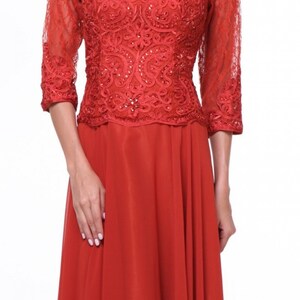 Beaded Lace Chiffon Prom & Ball Dress Sequin 3/4 Sleeves - Etsy