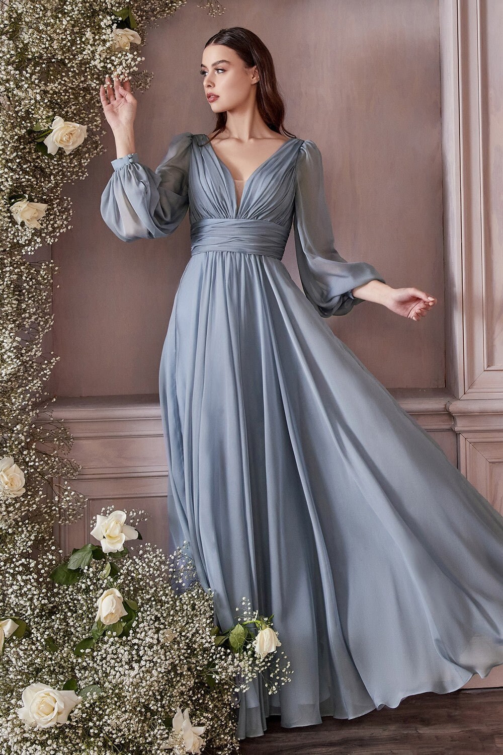 formal dress with sleeves