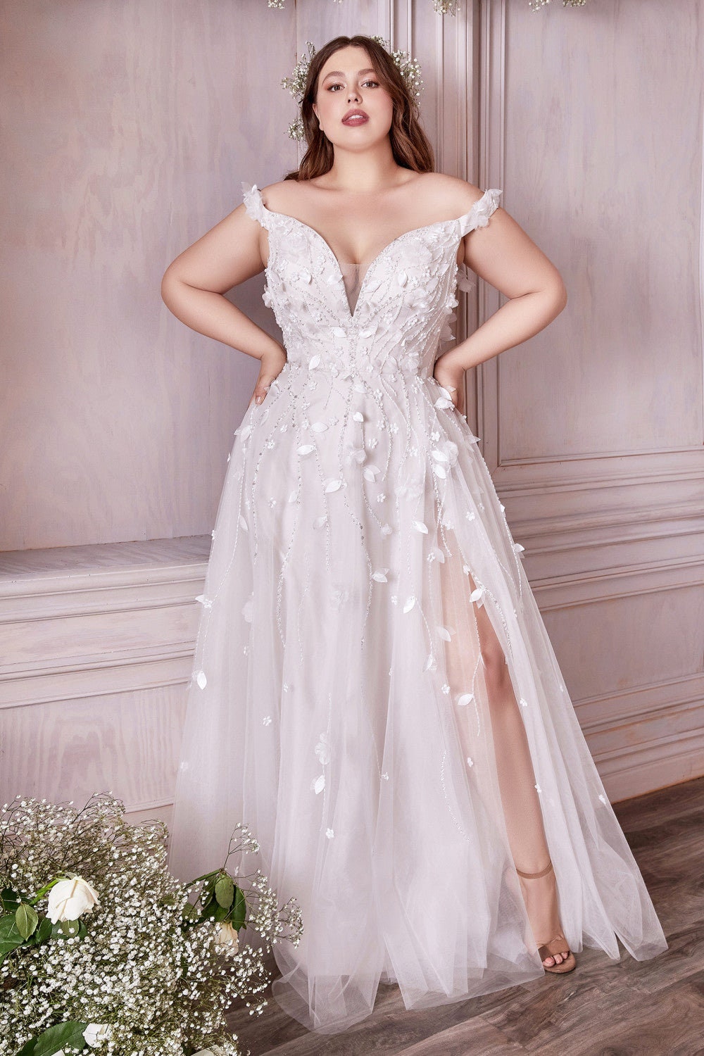Plus Size BLOSSOM WEDDING u0026 Bridal Dress 3D Floral Curve off - Etsy