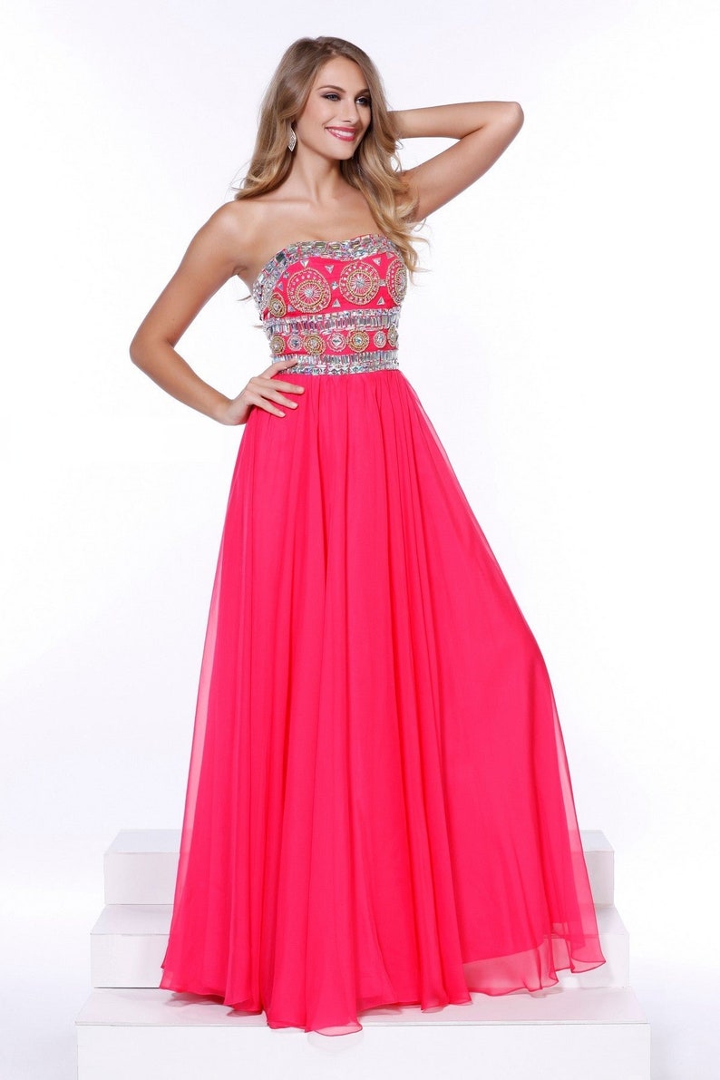 Jewel Embellished Strapless shops Sleeveless Bodice | A-line Long Bridesmaid & Mother Of Bride Dress | Formal Evening Elegant Gown | NX8153