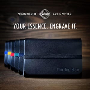 Portefeuille, portefeuille en cuir personnalisé pour homme et femme, porte-cartes mince et minimaliste, cadeau d'anniversaire pour elle et lui, portefeuille noir carbone