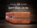 Personalized Minimalist Mens Leather Wallet, Slim Travel Womens Card Holder, Birthday Gift for Him and Her, Camel Brown Wallet product logo