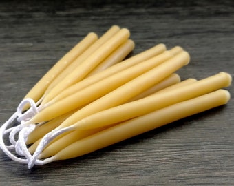 Beeswax birthday candles, small taper candles for celebration or meditation. Hypoallergenic, asthma and allergy friendly. Spiritual.