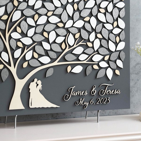 Silver Guest book alternative 3D LOVE TREE Wedding guest book alternative tree wood Custom unique guestbook Rustic wedding wooden tree