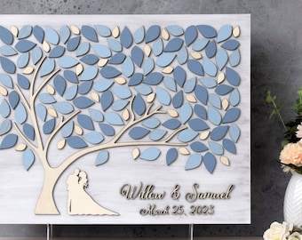 3D Wedding Guest Book Alternative Tree, Dusty blue Wedding, Custom Tree of Life, Bridal Shower,Wedding Gift, Summer Wedding, wood