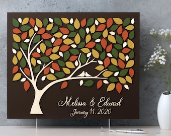 3D Wedding Guest Book Alternative Tree, Fall Wedding, Rustic Wedding Guest Book, Custom Guest Book, Wedding Gift, Wooden Guest Book, unique