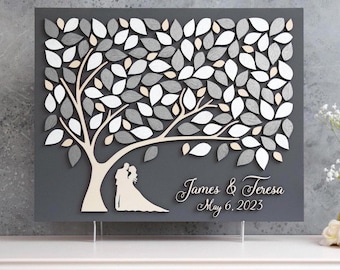 Silver Guest Book Alternative 3D Love Tree | Custom Unique Wedding Guest Book | Glamour Tree for Newlyweds Gift | Personalized Wedding sign