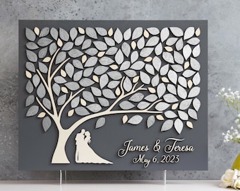 SILVER wedding Guest book alternative 3D LOVE TREE Wedding guest book alternative tree wood Custom guestbook Rustic wedding wooden tree