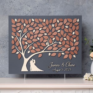 ALBERO DELL'AMORE 3D Libro degli ospiti per matrimonio albero alternativo in legno Libro degli ospiti unico e personalizzato con foglie Matrimonio rustico Albero della vita in legno rustico Libro degli ospiti