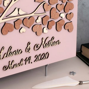 3D LOVE TREE Wedding guest book alternative tree wood Custom unique guest book hearts leaves Rustic wedding Rustic wooden tree Tree of life