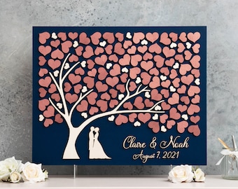 Personalized Wedding Guest Book Alternative Wedding Tree Custom Guest Book Rustic Guest Book 3d Wedding Guestbook Alternative Rose gold