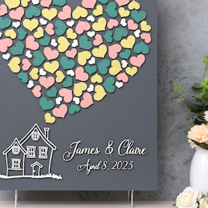 Up House Guest Book Balloons Hearts Alternative guest book First Home Custom 3D wedding guestbook Disney Up House Wedding Theme Sweet Home