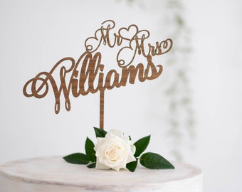 CUSTOM Cake Topper Name Cake Topper Rustic Wedding Customized Name Birthday Cake Topper Rustic Cake Toppers Last Name Topper Monogram