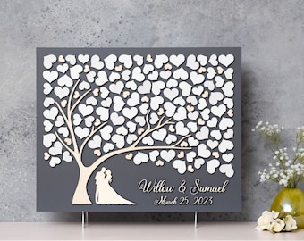 3D LOVE TREE Wedding guest book alternative tree wood Custom unique guest book hearts leaves Rustic wedding Rustic wooden tree Tree of life