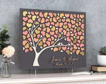 3D Wedding Guest Book Alternative Tree, Gold Wedding, Spring Wedding, Custom Tree of Life, Bridal Shower,Wedding Gift, Summer Wedding, wood