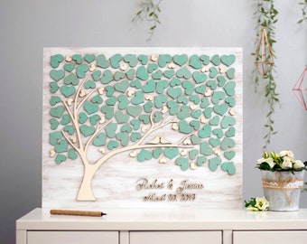 Mint 3D Wedding guest book  Rustic wedding alternative tree Personalized guest book ideas, Rustic wedding, wedding guest book ideas gift