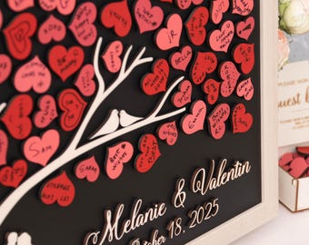 MAGNETIC Leaf Tree Wedding Guest Book – Personalized Guest Book Alternative – Interactive Wedding Sign with Removable Wooden Leaves